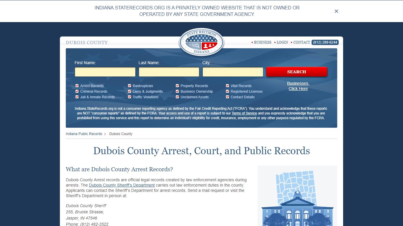 Dubois County Arrest, Court, and Public Records