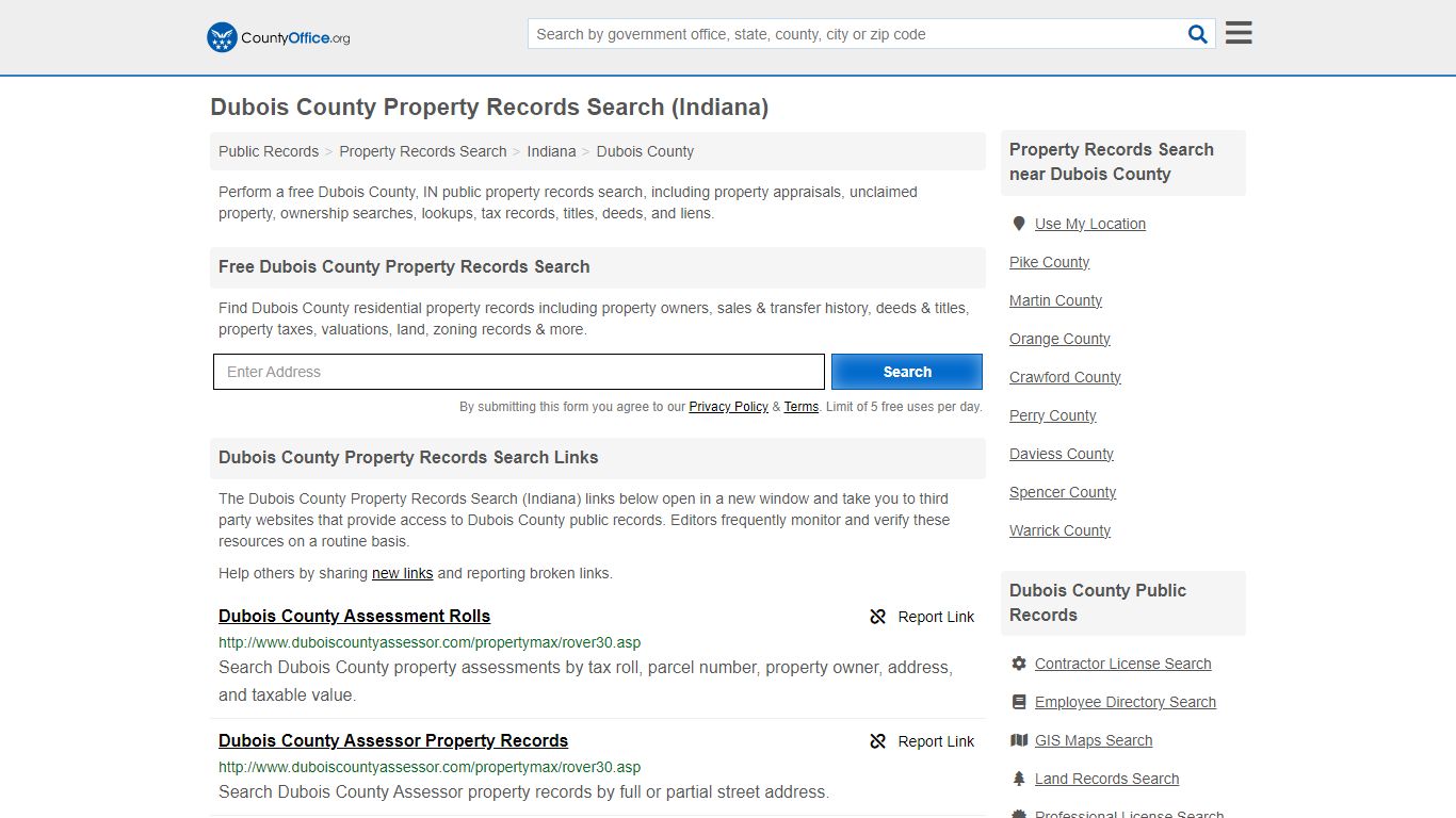 Dubois County Property Records Search (Indiana) - County Office