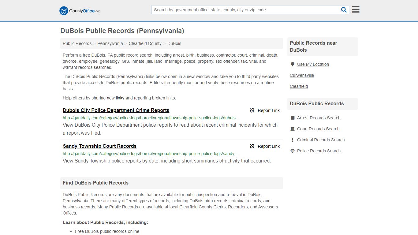 DuBois Public Records (Pennsylvania) - County Office